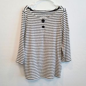 💕 Time and Tru Striped Black & White Top With Button Details Size 3XL